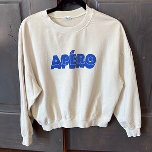 Clare V Cream Sweater with Blue Apéro Design